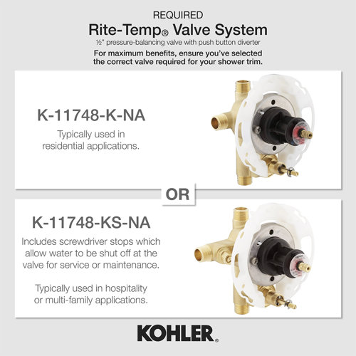 KT53194CP Kohler Refinia® Shower Trim with PushButton Diverter
